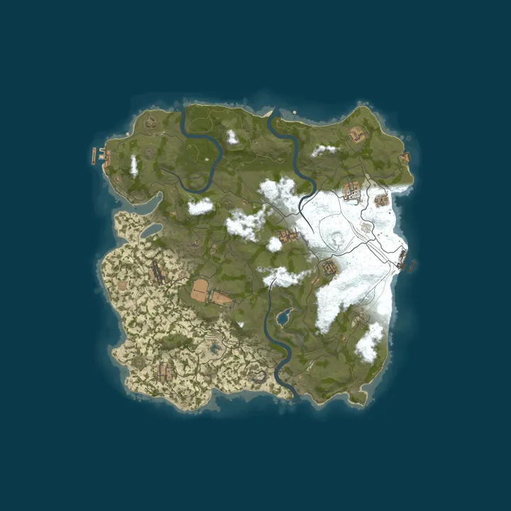 Map of RUSTOLUTION.GG 2x Monthly | Solo ONLY | 50% Upkeep | No BP Wipe