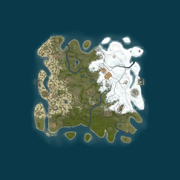 Map of RUST MEXICO NORTEÑO [MAP:VANILLA 4300 — 7 ISLAS, 3 ICE LAKES