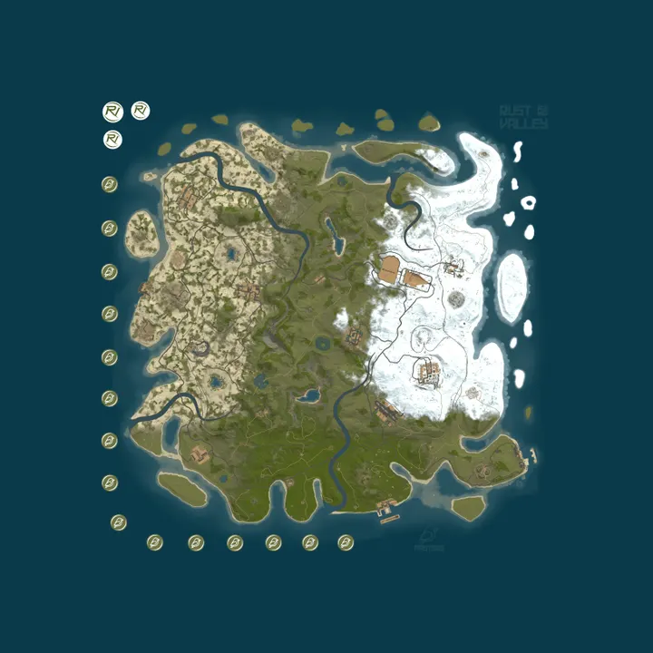 Map of [EU] RustValley 10x PVE |#2| Legendary Weapons|RaidableBases