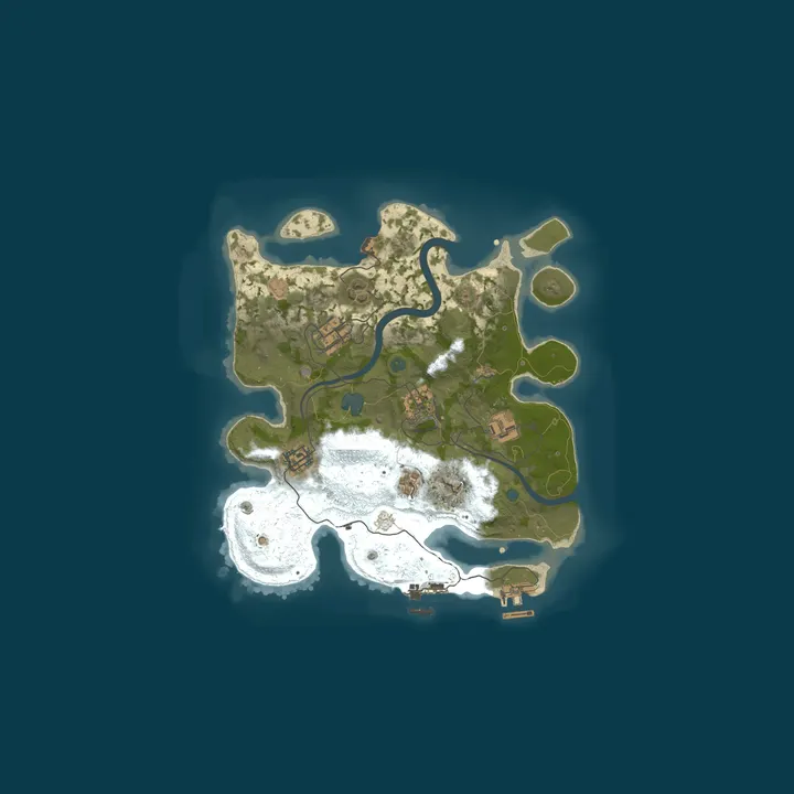 Map of RAVE RUST • X50 | BARREN | FPS+ | MAX 5 | LOOT+ | KITS | SKIN