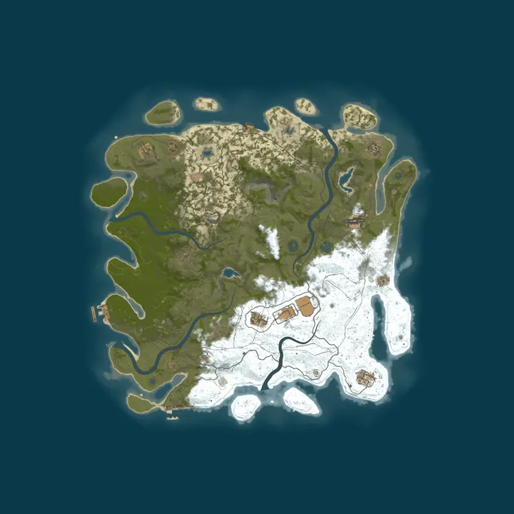 Map of RAIDEN RUST PvE 2x+ Leveling | Zombies | Shop | Events